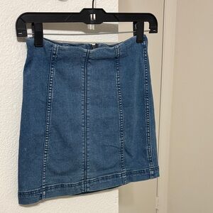 Free People Paneled Blue Denim Mini Skirt